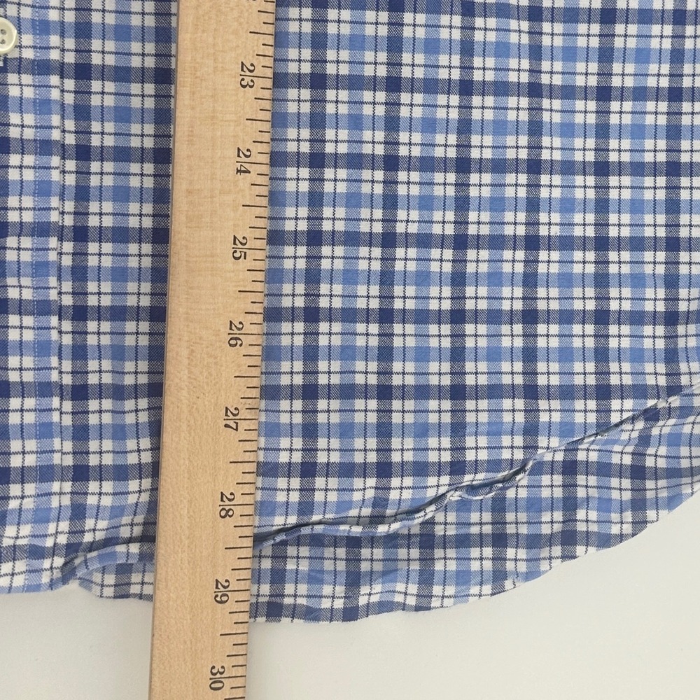 Ralph Lauren Shirt Mens XL Blue Plaid Slim Fit Stretch Oxford Button Down Modern - Picture 8 of 8